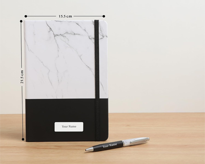 Tempt - Personalised Diary with Personalized Pen, Gift Combo, Size: A5 - Black