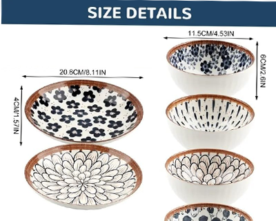 Ceramic Dinner Set with Plates & Bowls | 2 Plate & 4 Bowls Crockery Set for Indian Dining Table