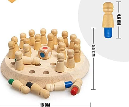 ToyTastic Wooden Memory Match Stick Chess Game, BLOWEST Colorful Memory Chess, Funny Block Board Game, Early Educational Toy, Brain Training Games for Kids
