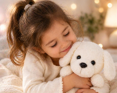 White Fur Dog Stuffed Plush Toy – Soft Premium Puppy Gift for Kids