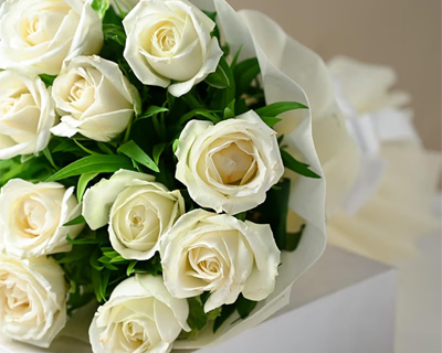 Bouquet of Enchanting 12 White Roses
