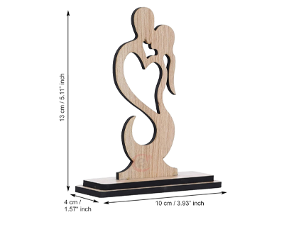 Brown Heart Kissing Couple Wooden Cutout Showpiece for Home Decor Living Room | Valentine Gift for Girlfriend Boyfriend Husband Wife | Valentines Day Gift