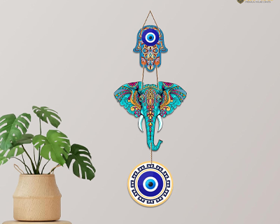 Designer Elephant Wooden Wall Hanging For Luck Properity For Home Decoration