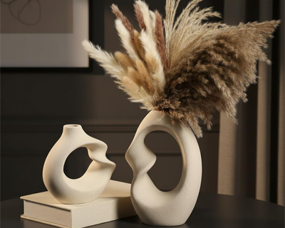 Decorative Donut Vase for Dried Flowers & Pampas Grass