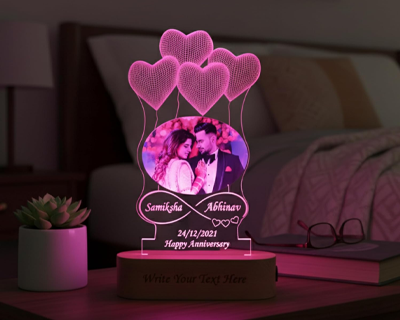 Photo Lamp with Heart Balloons,